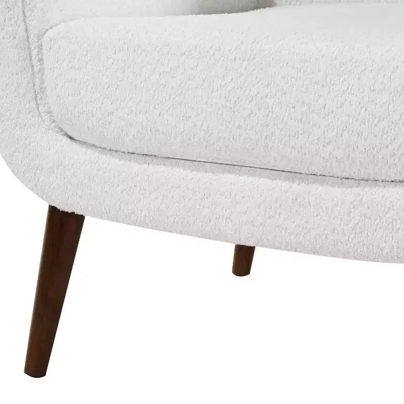 Fauteuil d'appoint en bouclette blanc du milieu du siècle