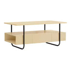 24/7 Shop At Home 36" Songcraft Contemporary 1 Drawer Coffee Table with Shelves Light Maple: Living Room Rectangle MDF