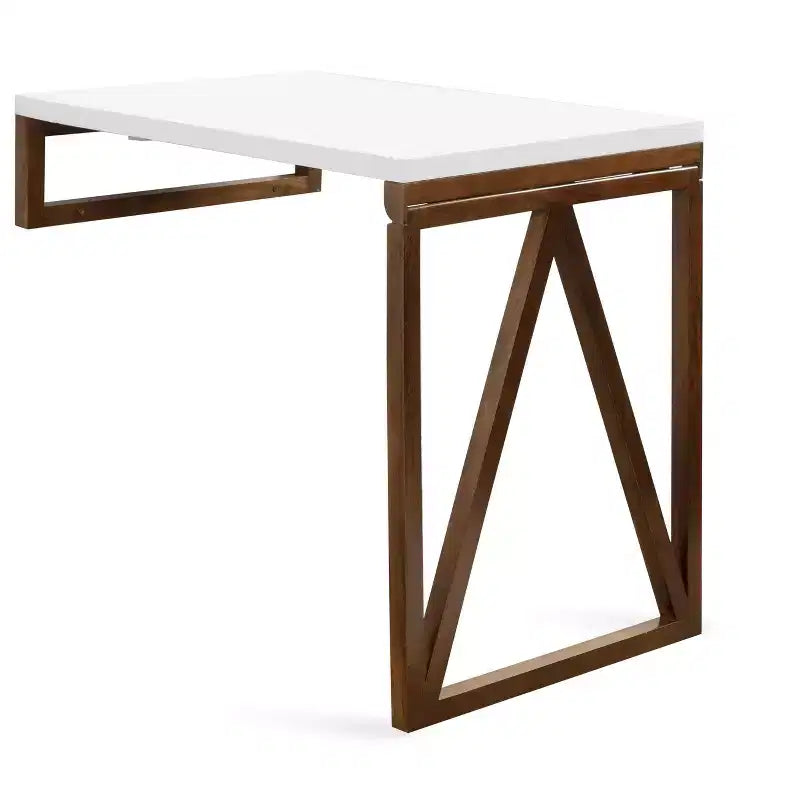 Kate and Laurel Truss Rectangle MDF Dining Table 24x33x31 White and Walnut