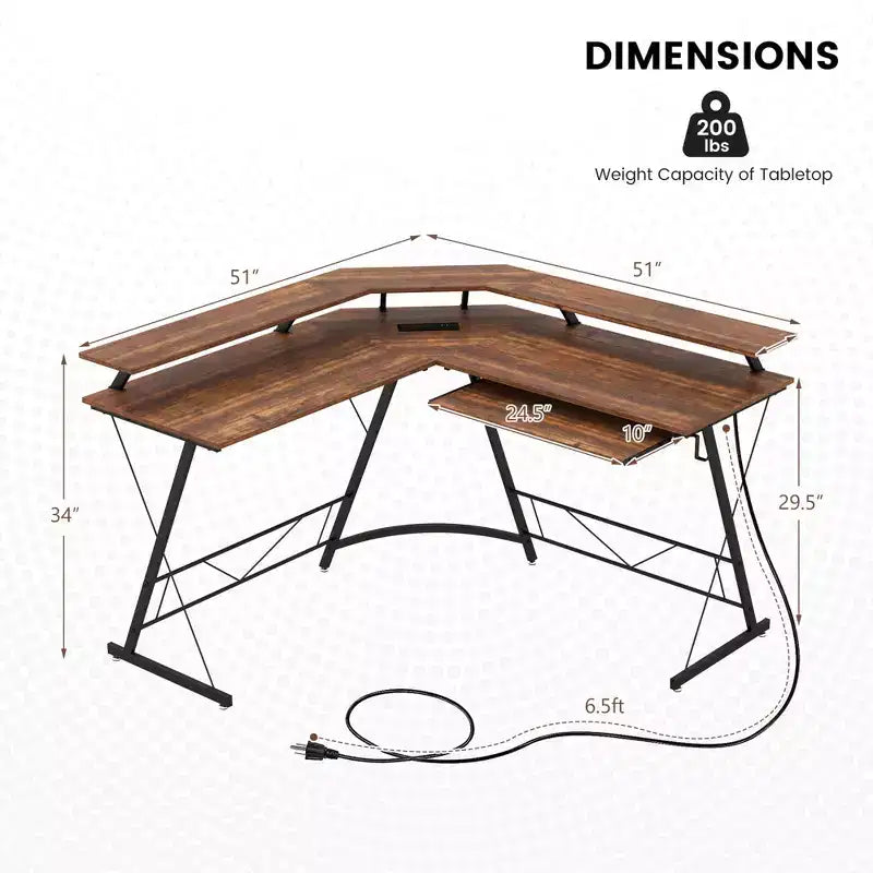 Bureau d'ordinateur en L