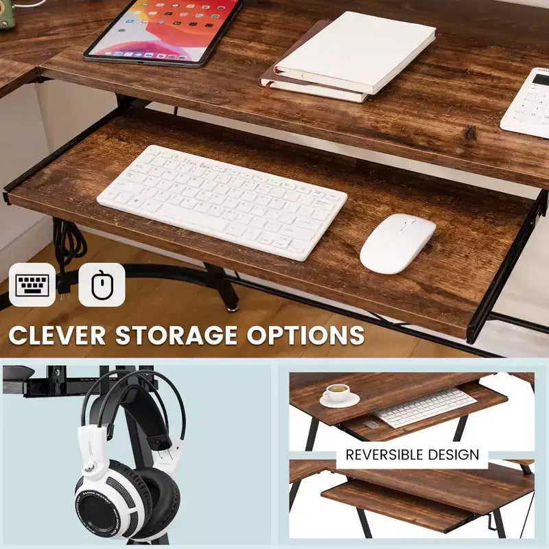 Bureau d'ordinateur en L