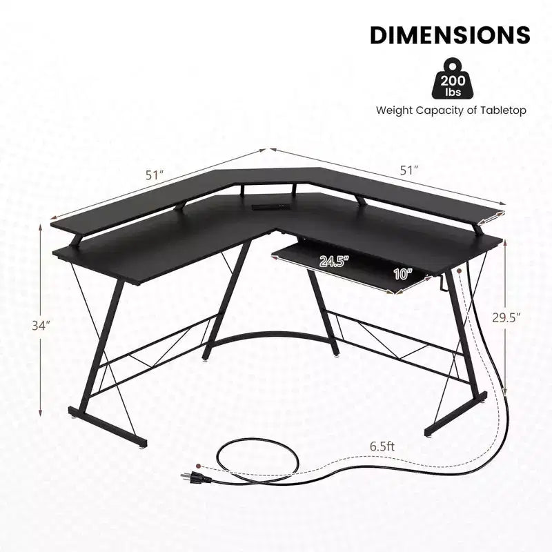 Bureau d'ordinateur en L