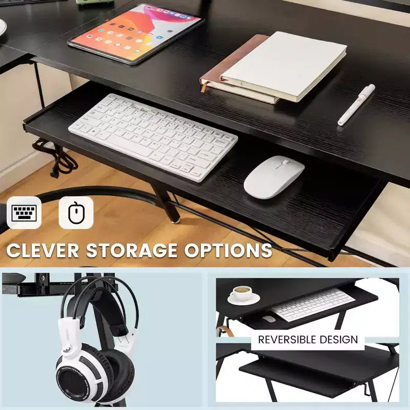 Bureau d'ordinateur en L