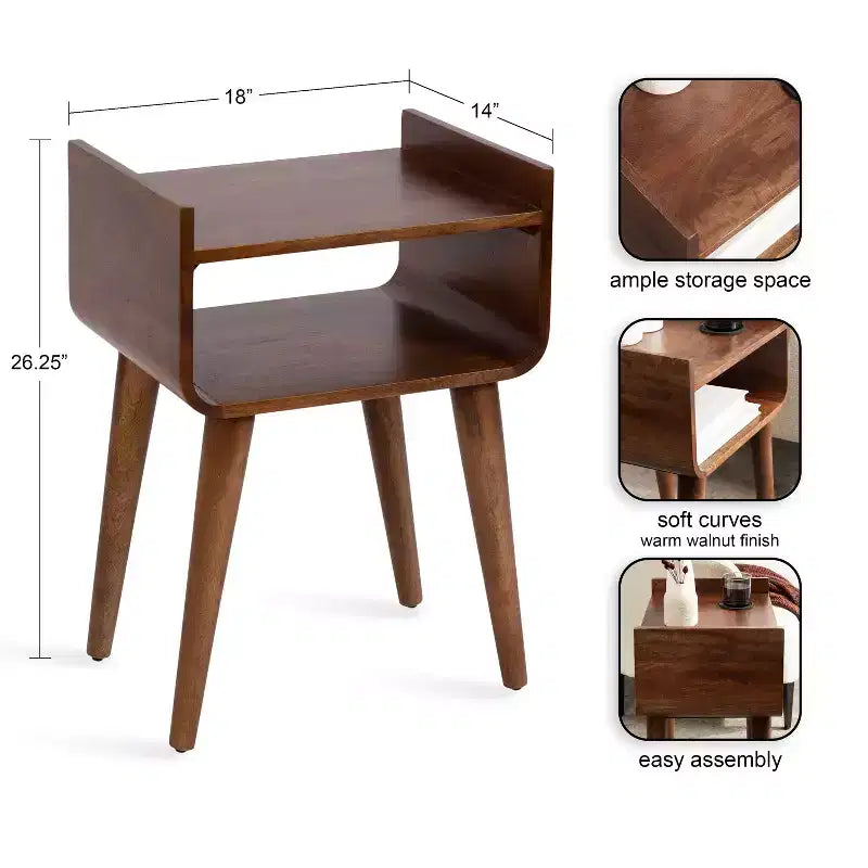 Table d'appoint en bois Noyer brun