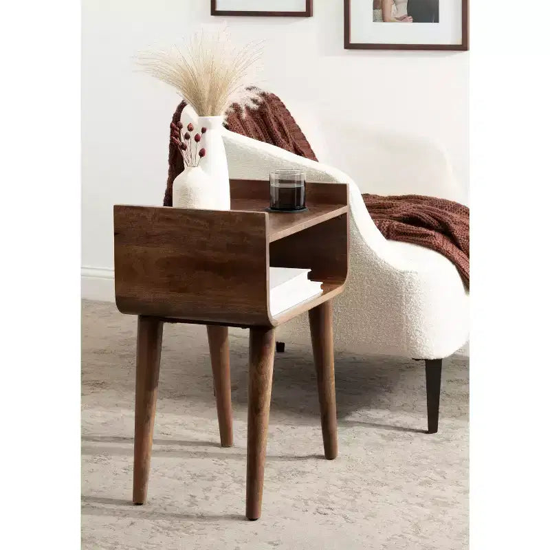 Table d'appoint en bois Noyer brun