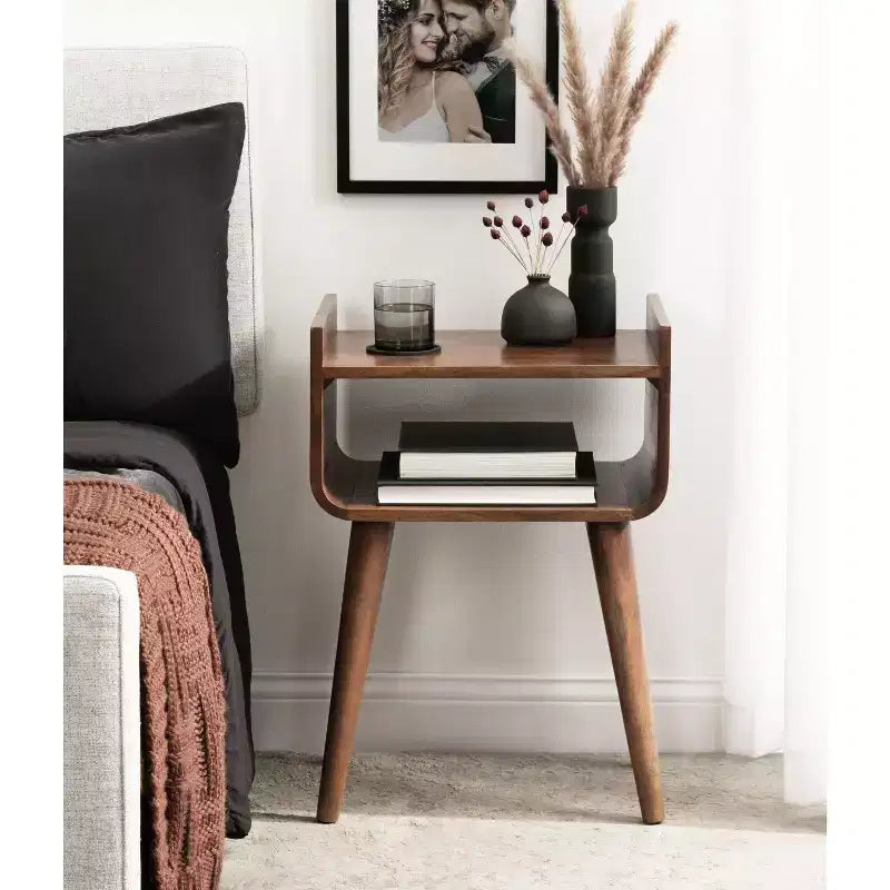 Table d'appoint en bois Noyer brun