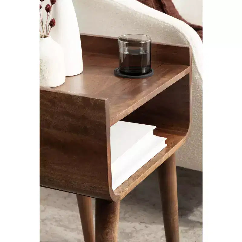 Table d'appoint en bois Noyer brun