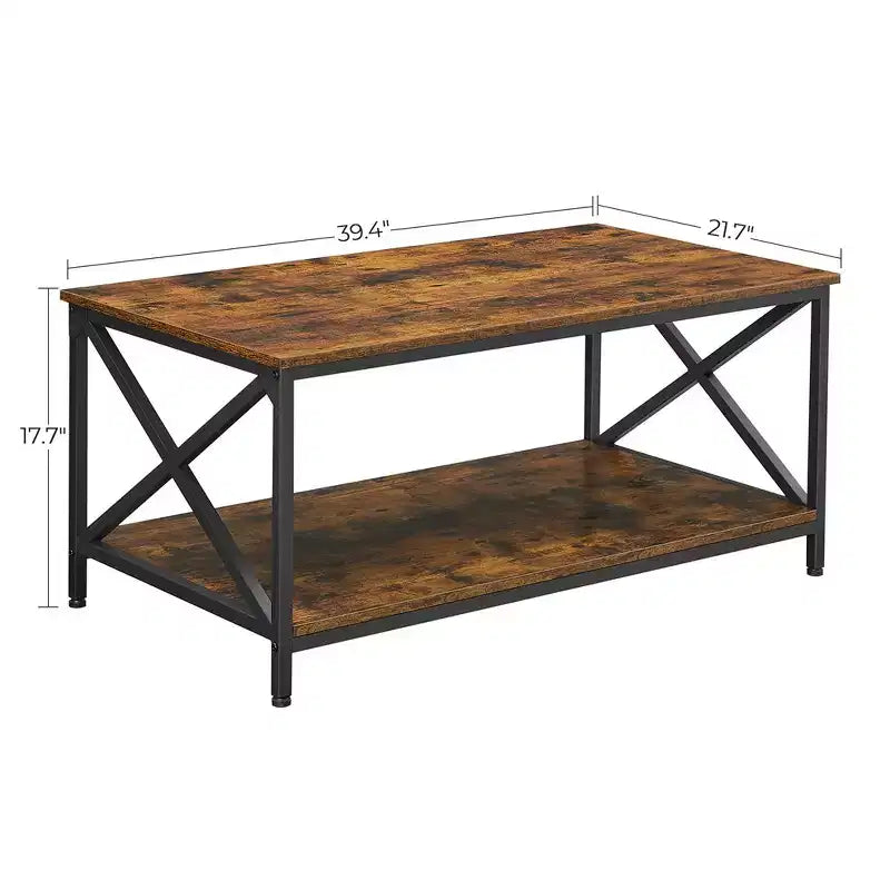 Table Basse Marron Rustique et Noire