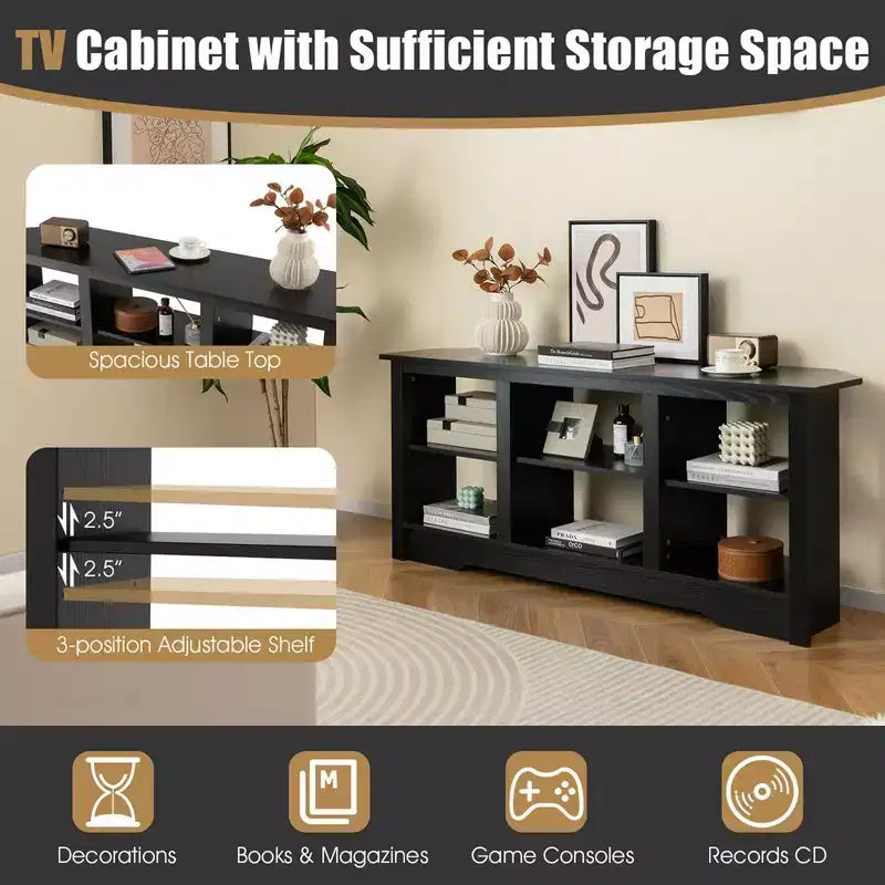 Meuble TV avec étagères de rangement ouvertes
