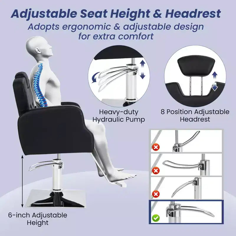Fauteuil de barbier pivotant à 360 degrés