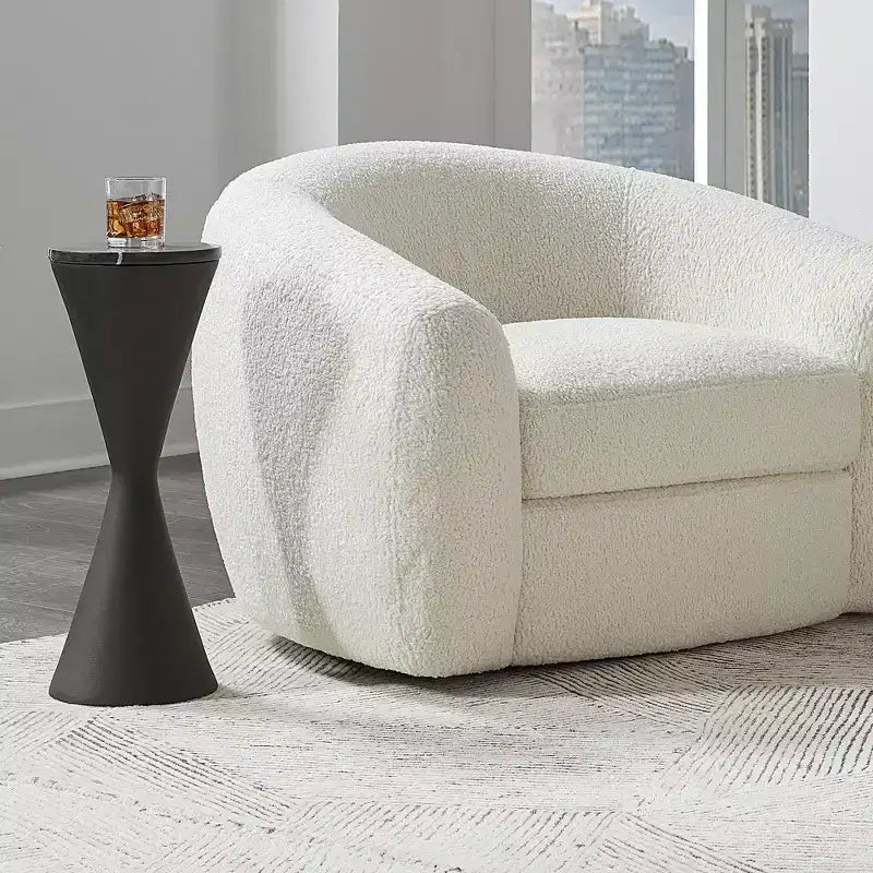 Table d'appoint sablier noir mat texturé