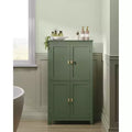 Bathroom Floor Storage Cabinet with 4 Doors & Adjustable Shelves Freestanding Storage Unit 11.8 x 23.6 x 43.3 Inches