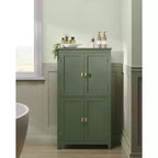 Bathroom Floor Storage Cabinet with 4 Doors & Adjustable Shelves Freestanding Storage Unit 11.8 x 23.6 x 43.3 Inches