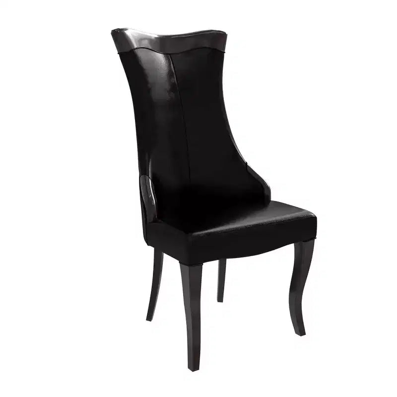 LeisureMod Urbane Collection High-Back Dining Chair Leather or Velvet Seat and Rubberwood Frame Modern Kitchen Dining Room