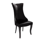 LeisureMod Urbane Collection High-Back Dining Chair Leather or Velvet Seat and Rubberwood Frame Modern Kitchen Dining Room