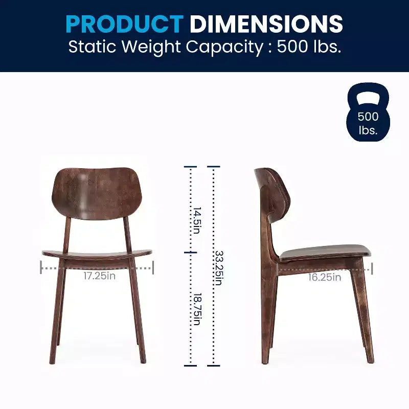 Chaise de salle à manger en bois massif de qualité commerciale
